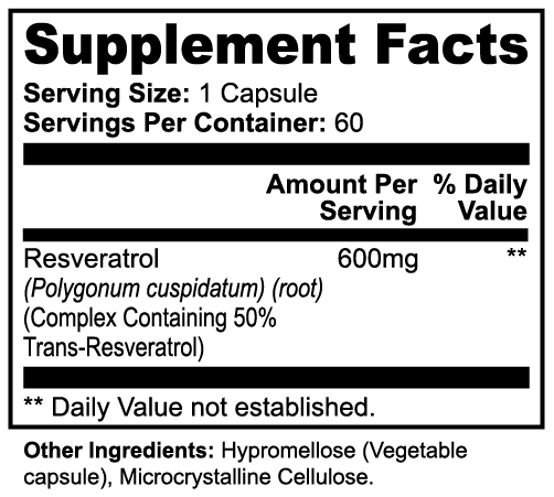 Unified Suppliments Resveratrol 50% 600mg